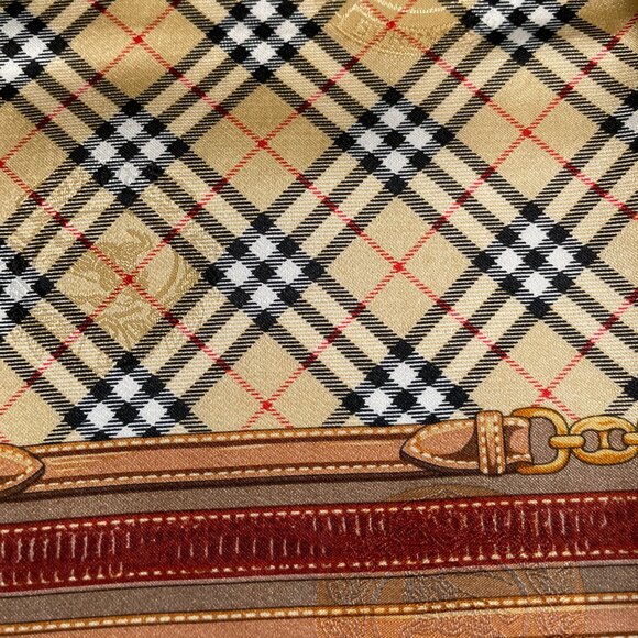 Vintage Burberrys Equestrian Belt & Chain Silk Scar - Picture 10 of 12